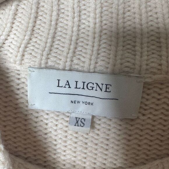 La Ligne Sweater Women's XS Wool Cashmere Striped Mock Neck Wool Oversized - Picture 3 of 10